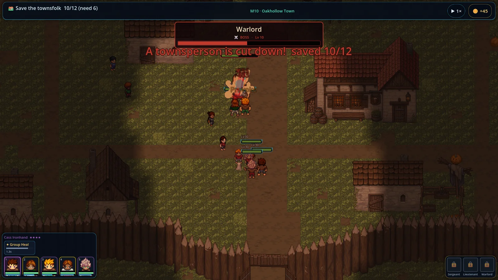 Boss fight defending townsfolk